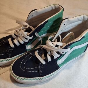 Vans Black White Green Low-Top Skate Shoes